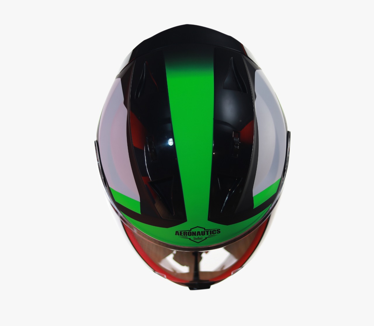 SA-1 Aerodynamics Mat Black With Green (Fitted With Clear Visor Extra Green Night Vision  Visor Free)